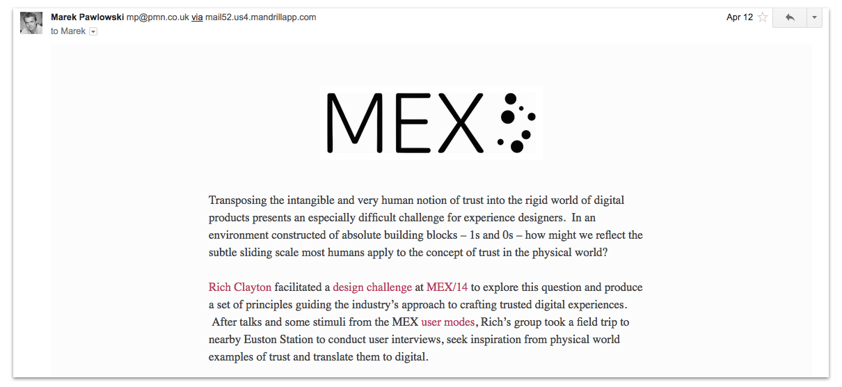 MEX Newsletter sample graphic