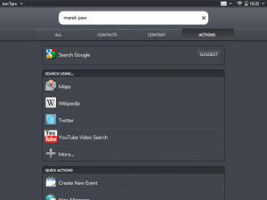 WebOS 'Just type' search results