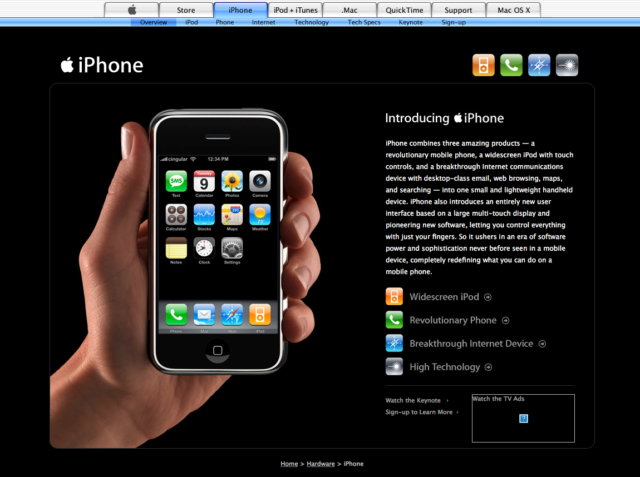 Apple iPhone launch web-site in January 2007